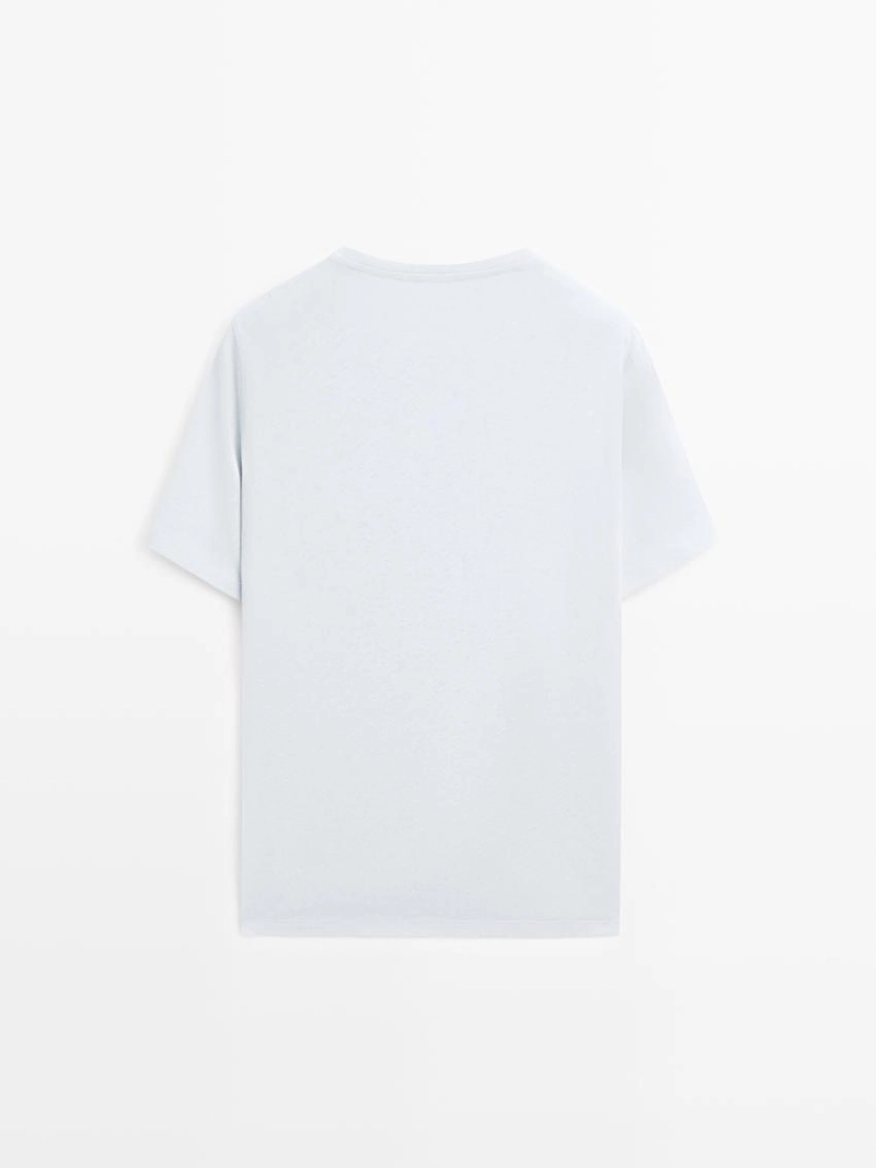 Футболка с короткими рукавами из льняной смеси