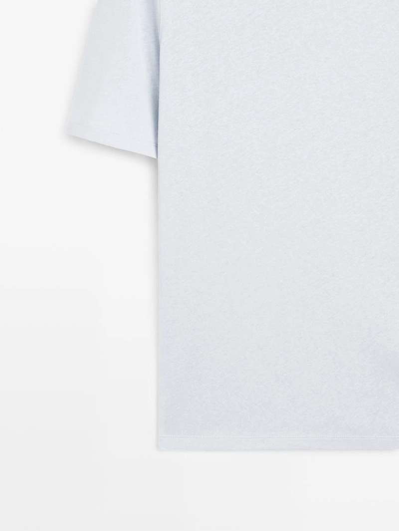 Футболка с короткими рукавами из льняной смеси