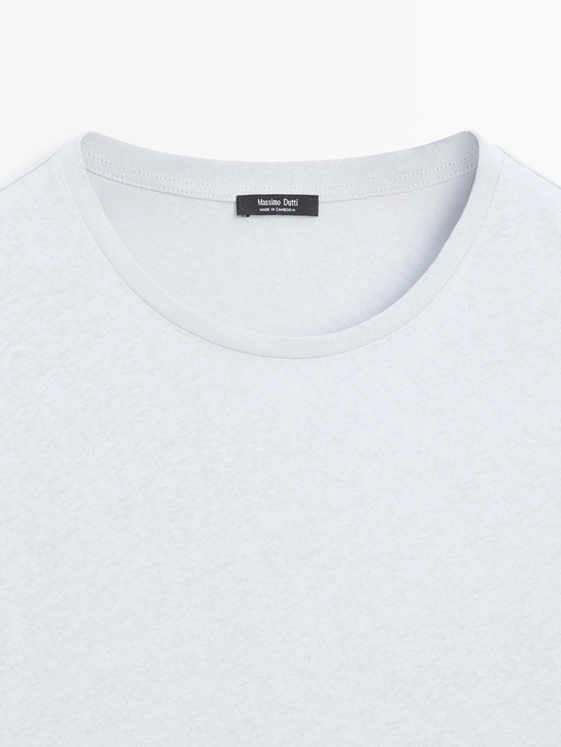 Футболка с короткими рукавами из льняной смеси