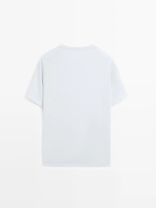 Футболка с короткими рукавами из льняной смеси- Заказать в России