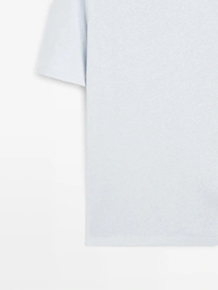 Футболка с короткими рукавами из льняной смеси- Заказать в России