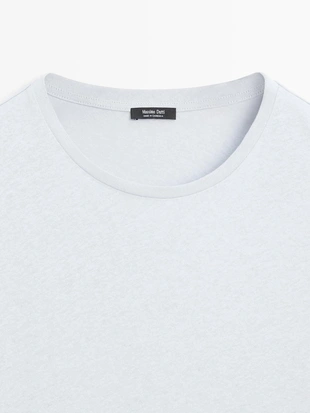 Футболка с короткими рукавами из льняной смеси- Заказать в России