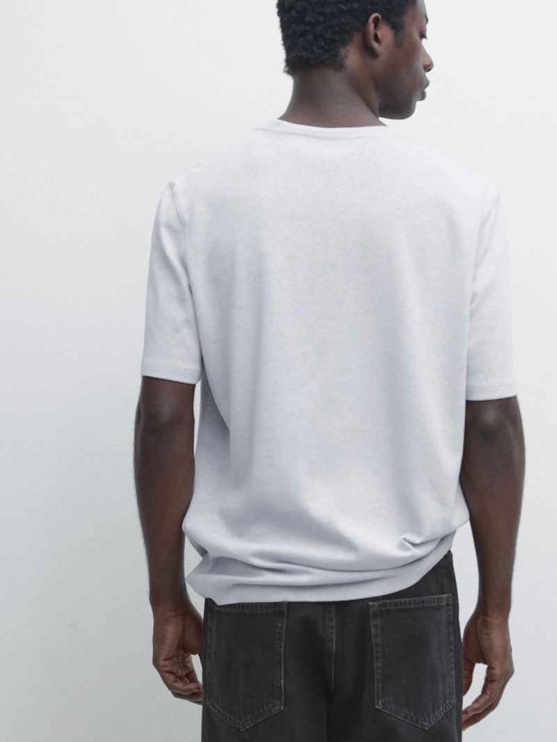 Футболка с короткими рукавами из льняной смеси