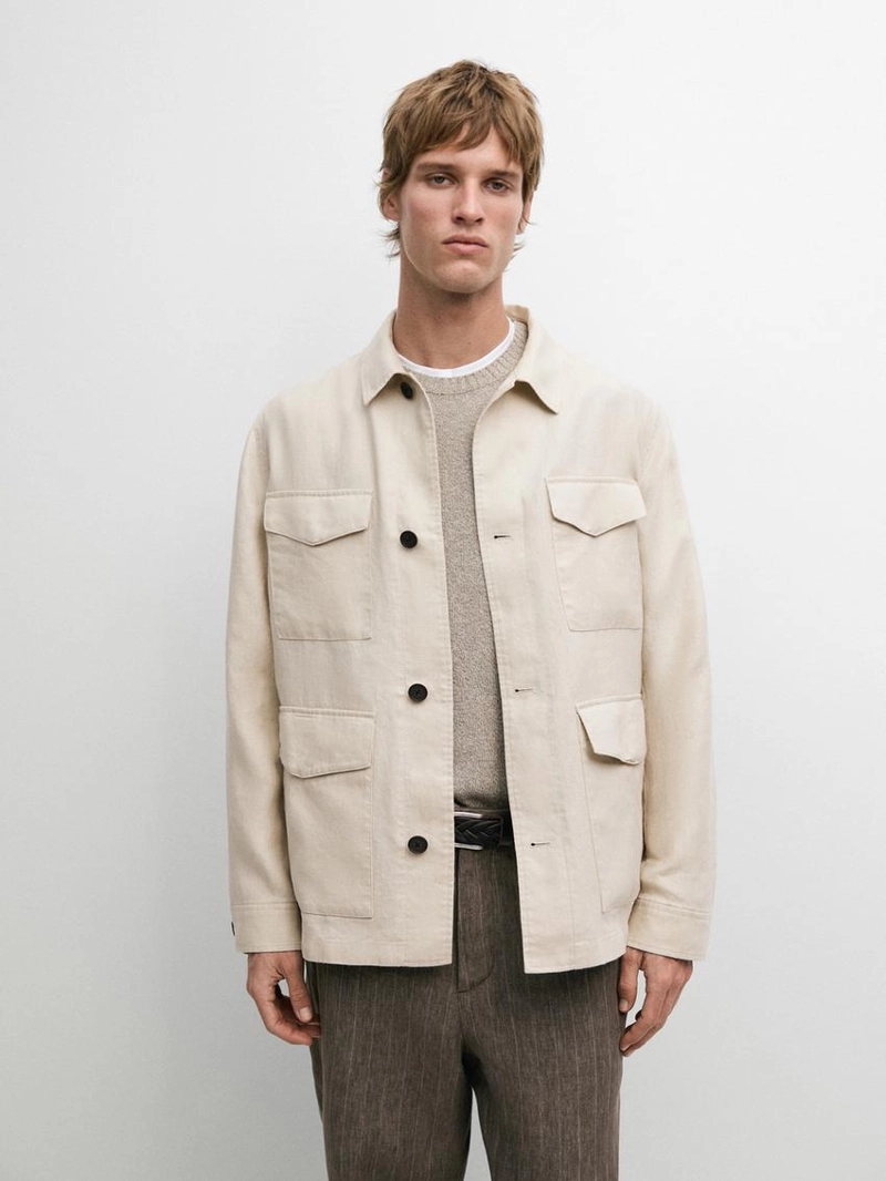 Легкая льняная куртка с карманами