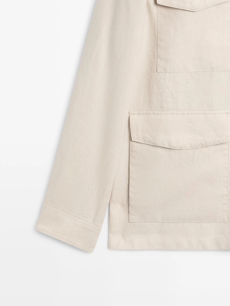 Легкая льняная куртка с карманами