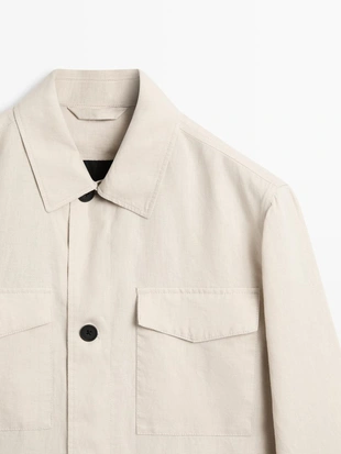 Легкая льняная куртка с карманами- Заказать в России