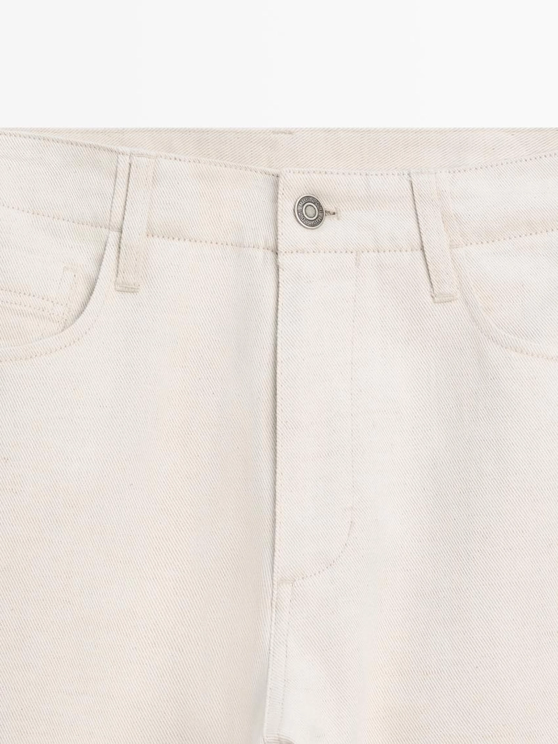 Джинсы из хлопка и льна с зауженным кроем