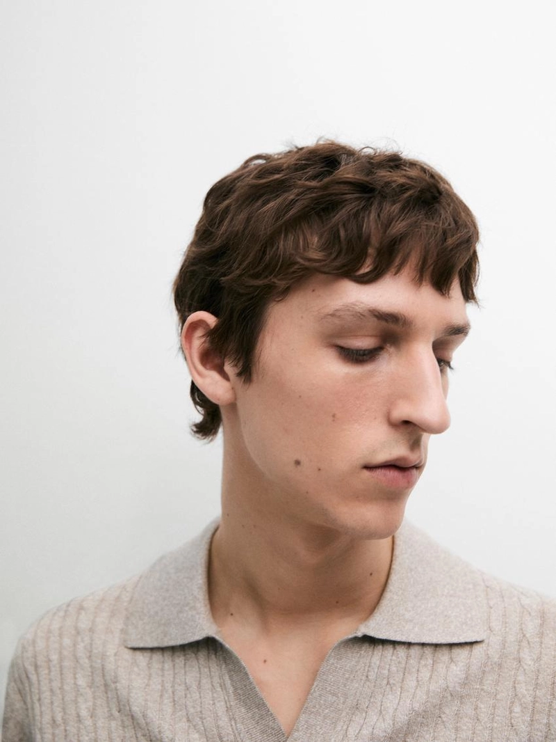 Поло с короткими рукавами из вязаного полотна с оплеткой