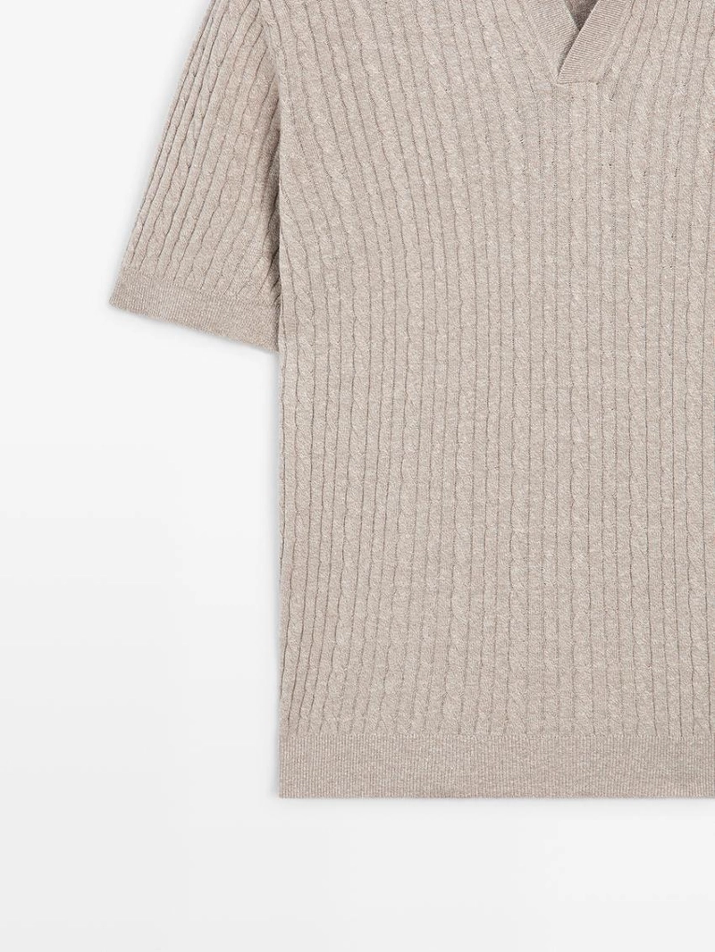 Поло с короткими рукавами из вязаного полотна с оплеткой