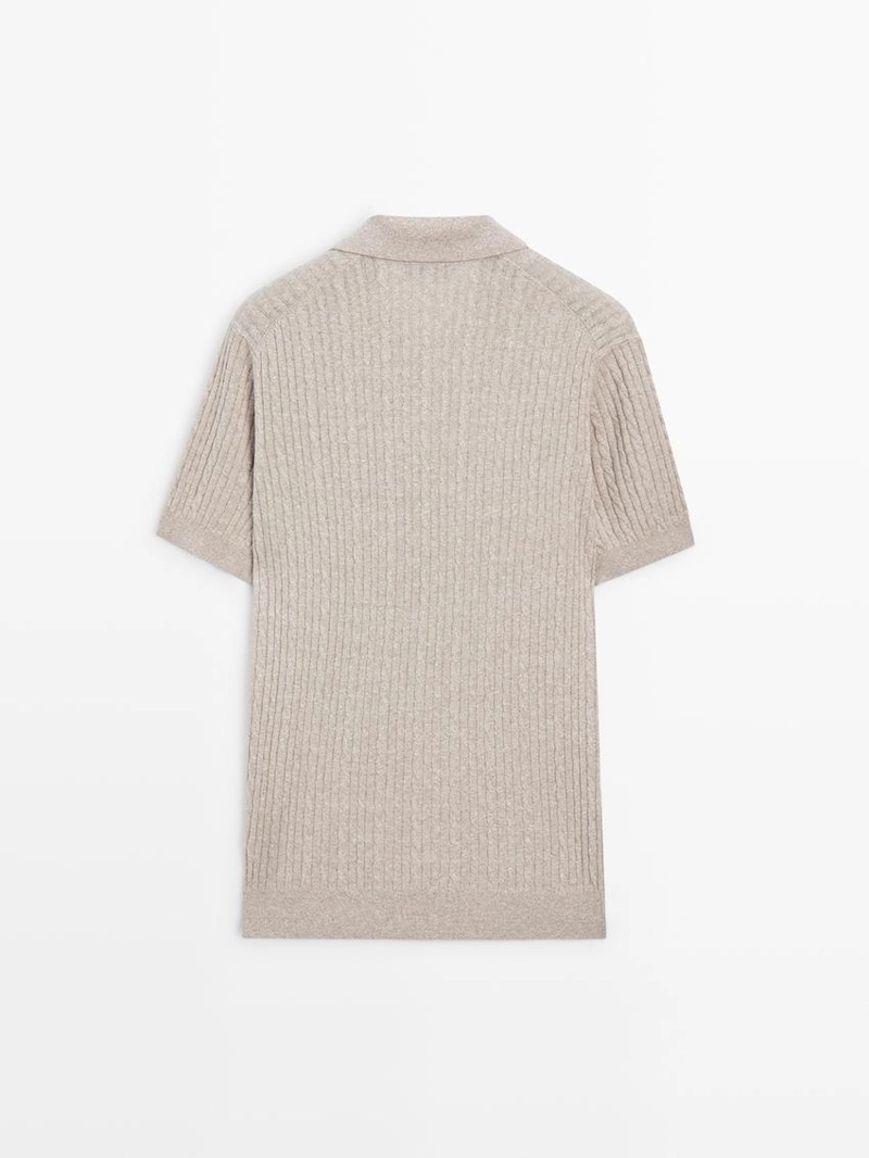 Поло с короткими рукавами из вязаного полотна с оплеткой