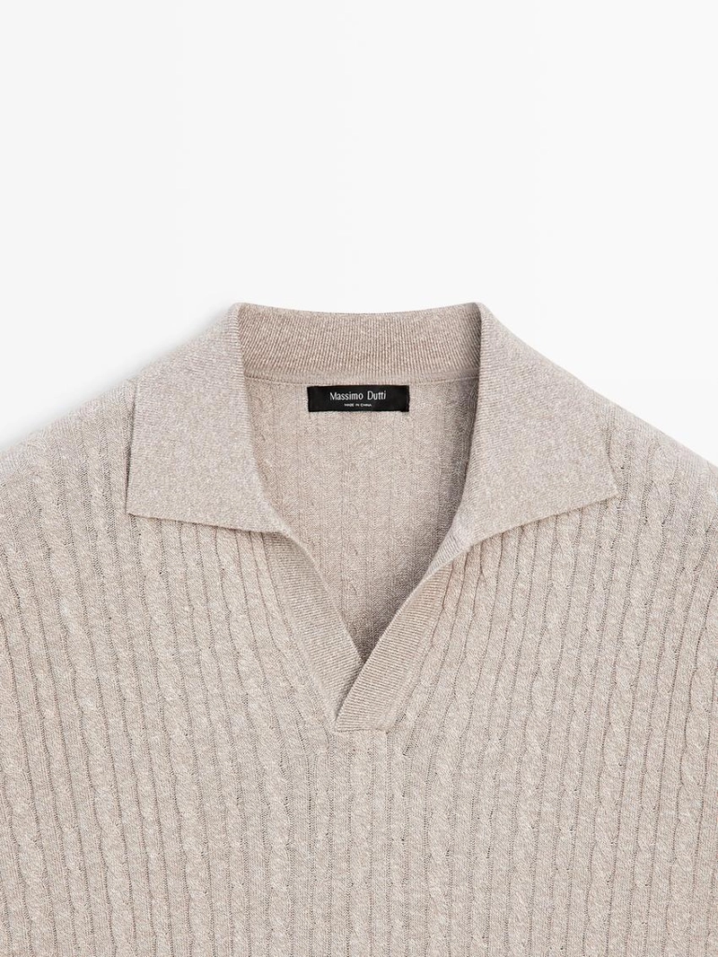 Поло с короткими рукавами из вязаного полотна с оплеткой