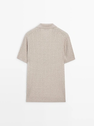 Поло с короткими рукавами из вязаного полотна с оплеткой- Заказать в России