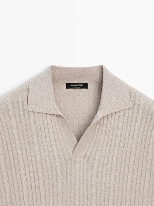 Поло с короткими рукавами из вязаного полотна с оплеткой- Заказать в России