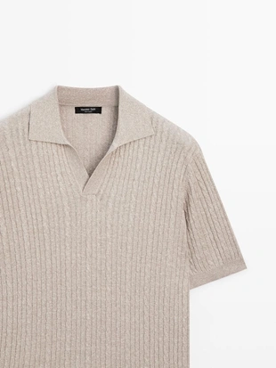 Поло с короткими рукавами из вязаного полотна с оплеткой- Заказать в России