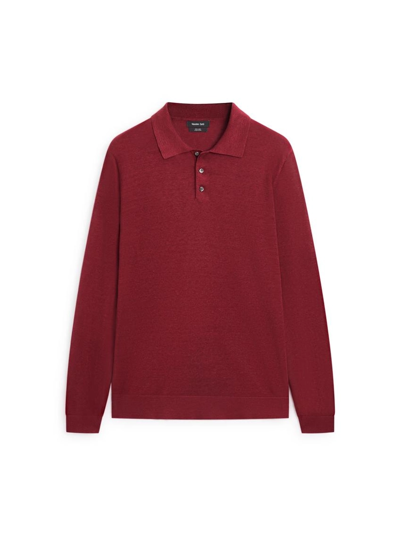 Трикотажный свитер с воротником поло из льна