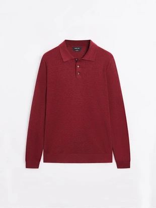 Трикотажный свитер с воротником поло из льна- Заказать в России