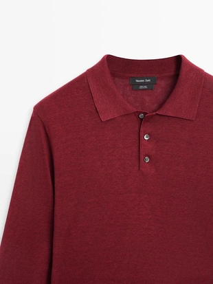 Трикотажный свитер с воротником поло из льна- Заказать в России