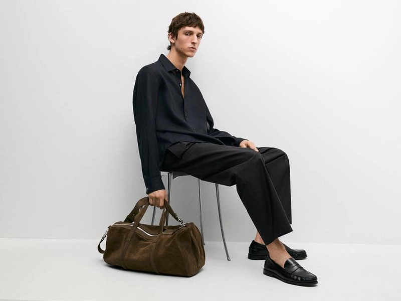 Рубашка из льна свободного кроя с длинным рукавом