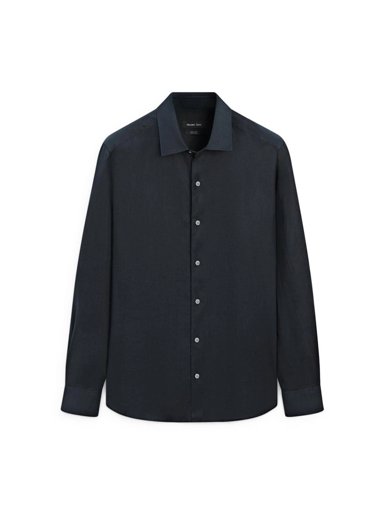 Рубашка из льна свободного кроя с длинным рукавом