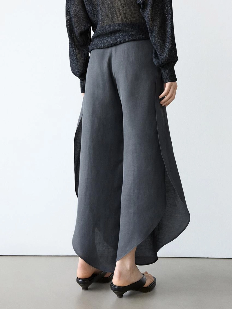 Брюки из льняной смеси с разрезами