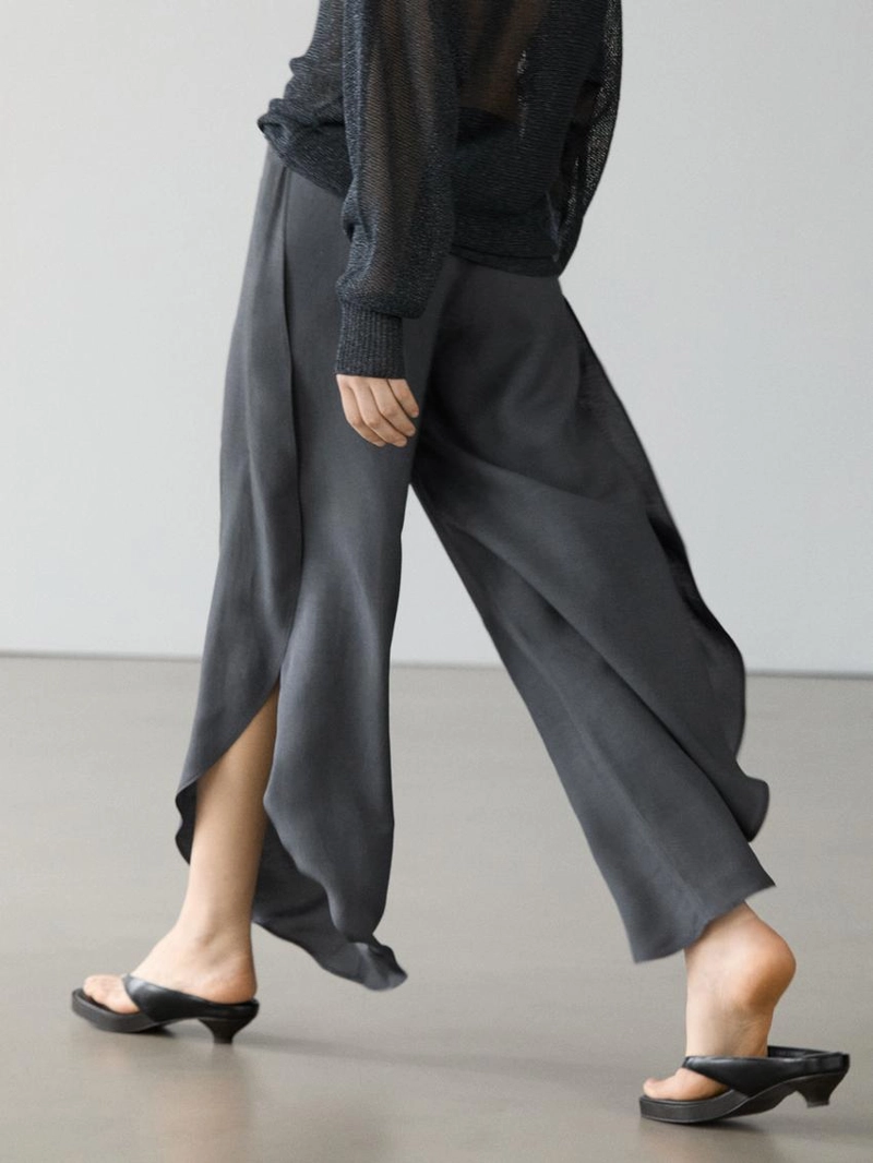 Брюки из льняной смеси с разрезами