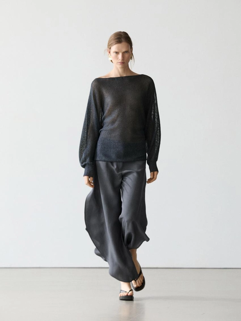 Брюки из льняной смеси с разрезами