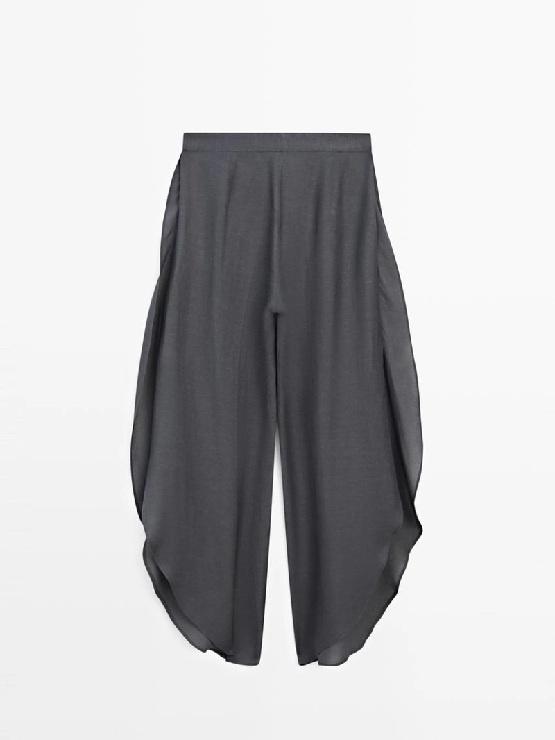 Брюки из льняной смеси с разрезами