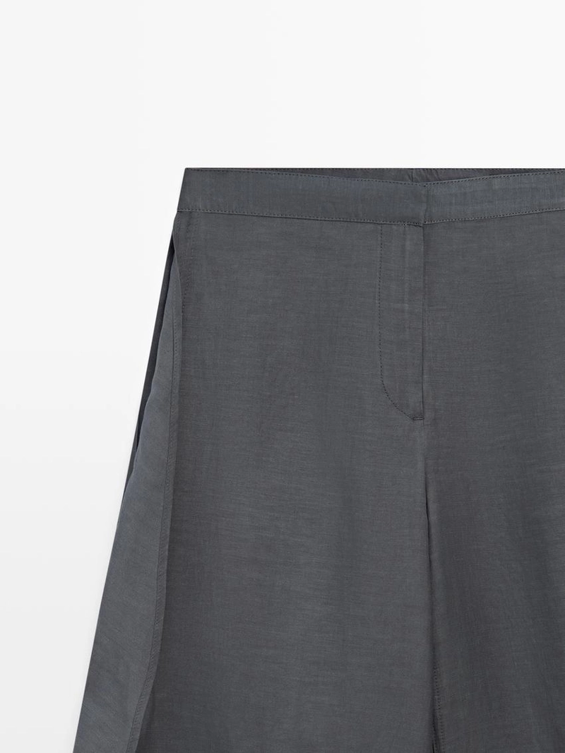 Брюки из льняной смеси с разрезами