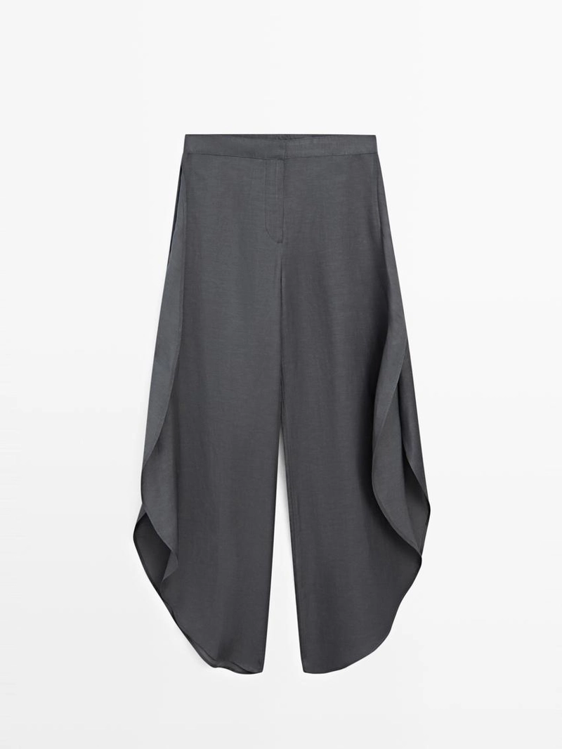 Брюки из льняной смеси с разрезами