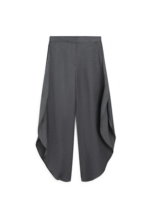 Брюки из льняной смеси с разрезами- Заказать в России