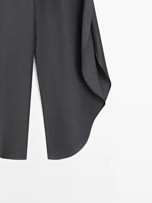 Брюки из льняной смеси с разрезами- Заказать в России