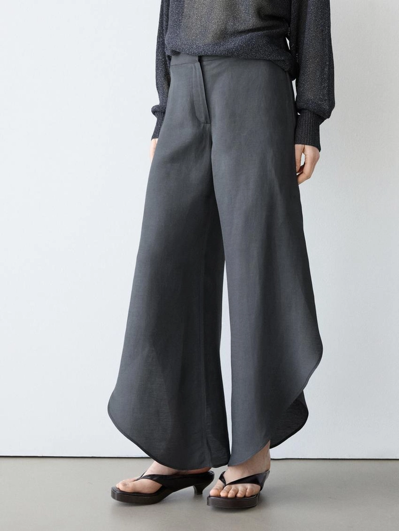 Брюки из льняной смеси с разрезами