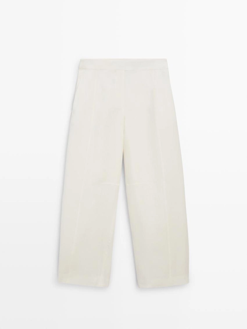 Льняные брюки силуэта бочонок