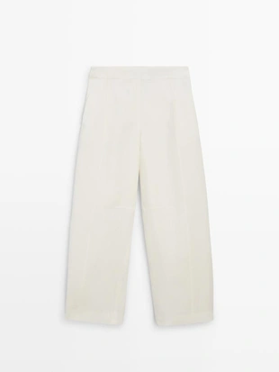 Льняные брюки силуэта бочонок- Заказать в России