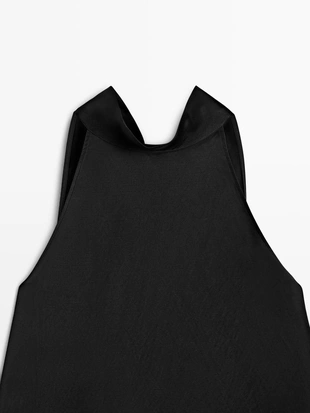 Топ с галстуком на шее из атласа- Заказать в России