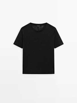 Футболка с коротким рукавом из льна- Заказать в России