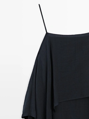 Платье миди с асимметричным оборкой- Заказать в России