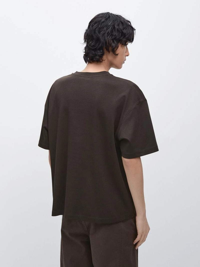 Футболка из хлопкового микса прямого кроя с коротким рукавом