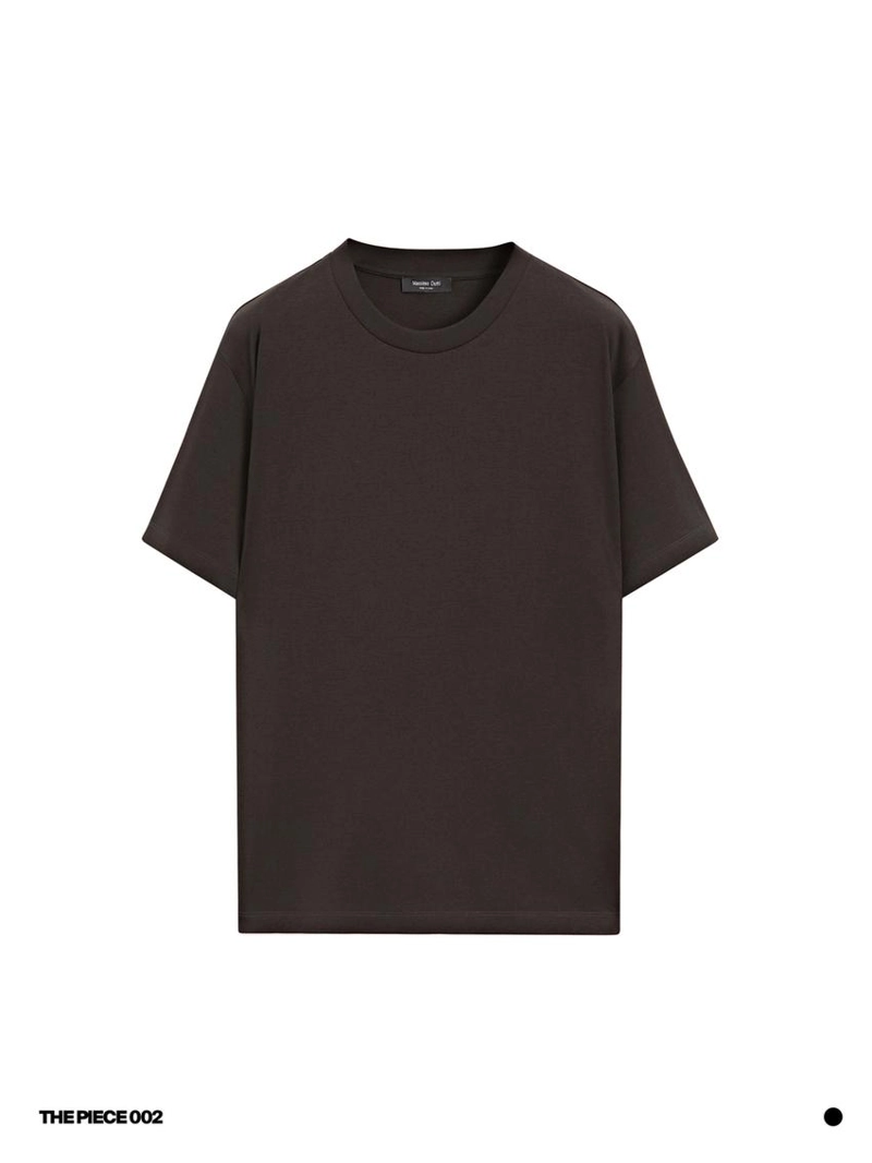 Футболка из хлопкового микса прямого кроя с коротким рукавом