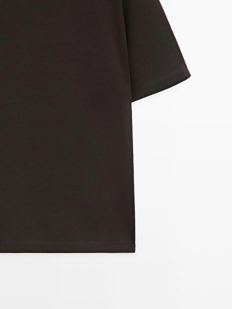 Футболка из хлопкового микса прямого кроя с коротким рукавом