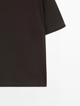 Футболка из хлопкового микса прямого кроя с коротким рукавом- Заказать в России