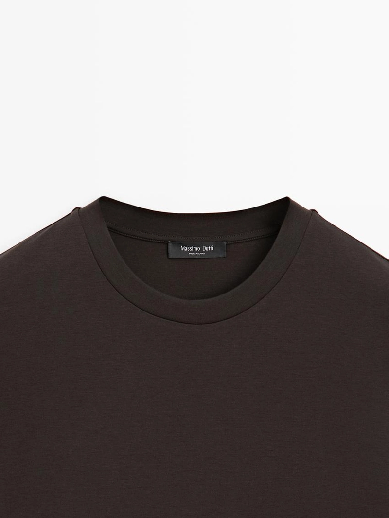 Футболка из хлопкового микса прямого кроя с коротким рукавом