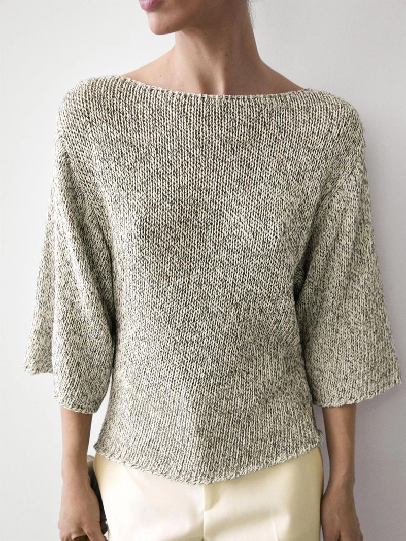 Пуловер-пончо из вязаного хлопка