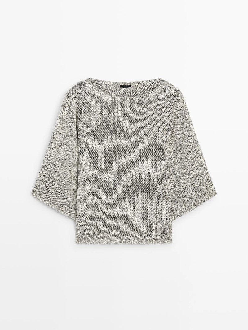 Пуловер-пончо из вязаного хлопка