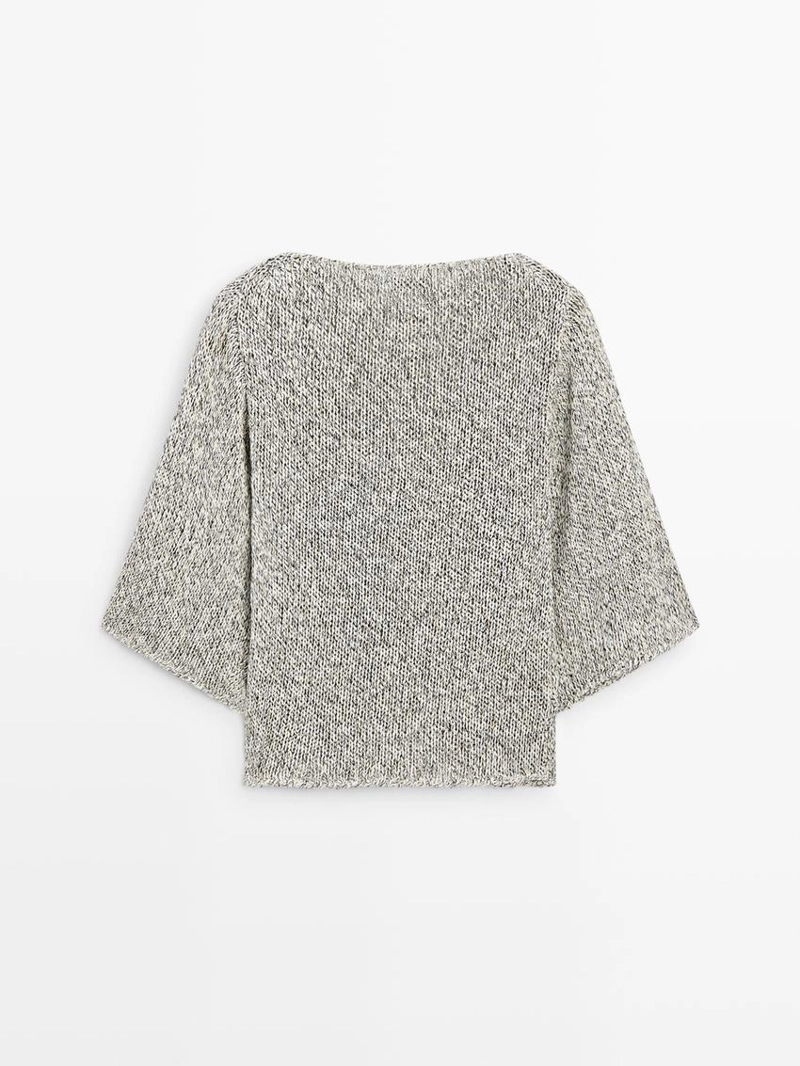 Пуловер-пончо из вязаного хлопка