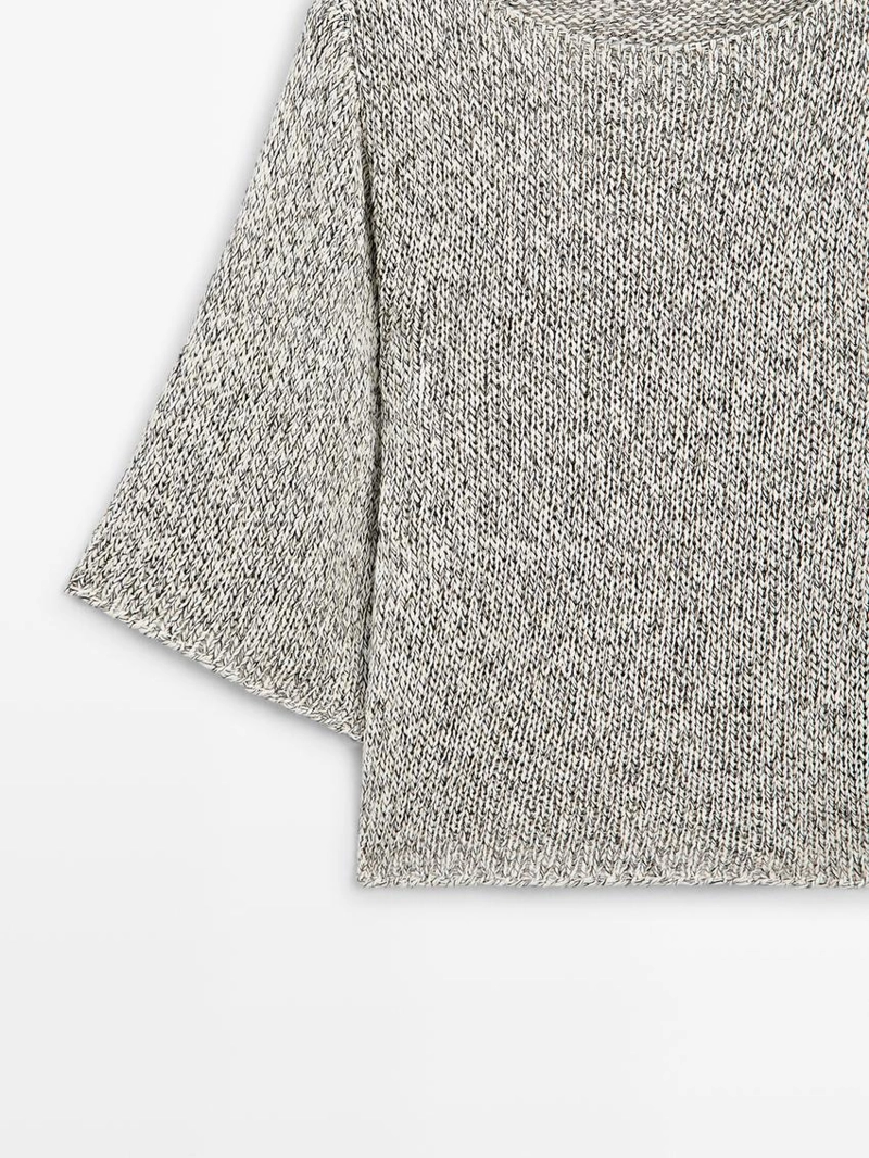 Пуловер-пончо из вязаного хлопка