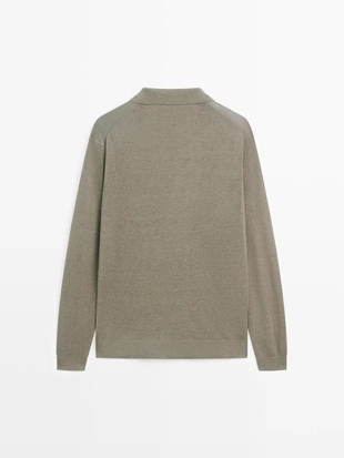 Трикотажный свитер с воротником поло из льна- Заказать в России