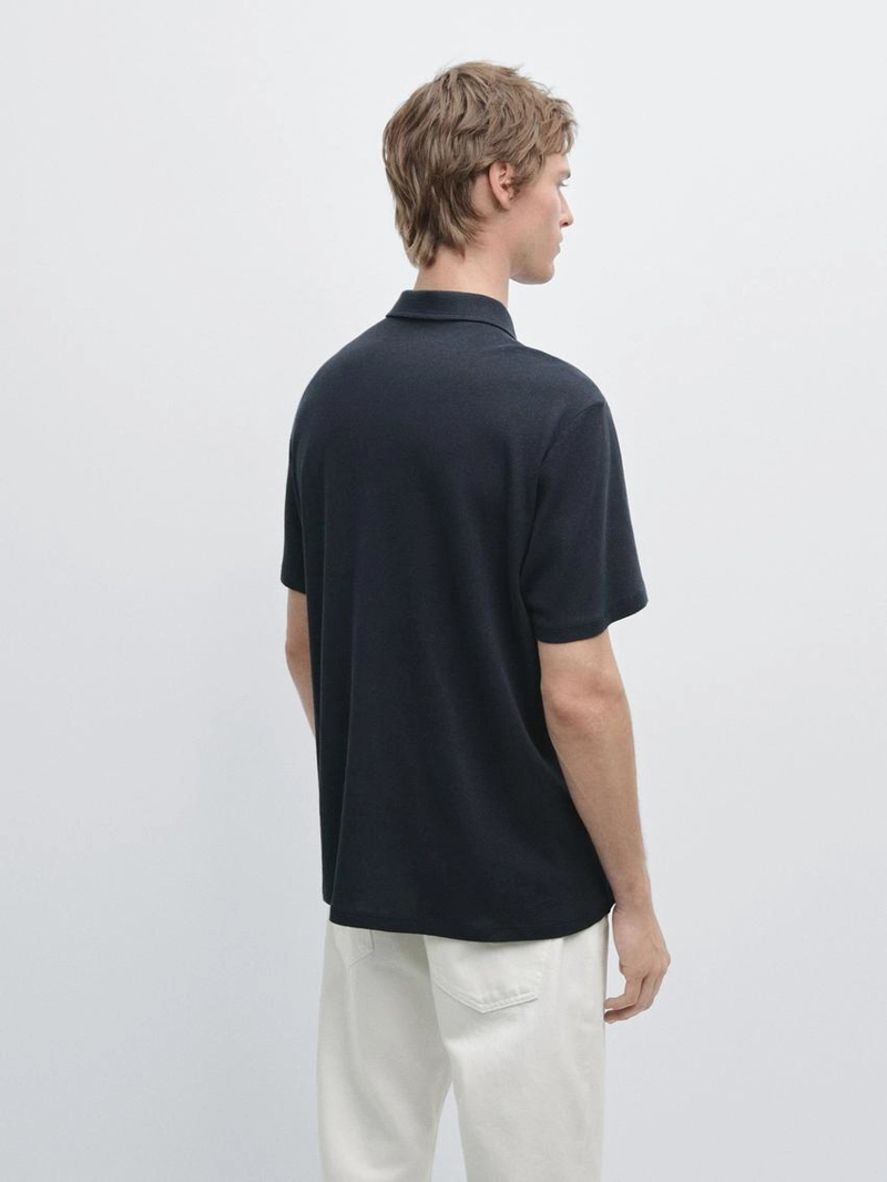 Поло из льна и хлопка с короткими рукавами