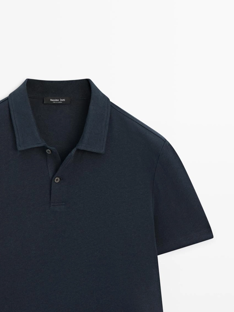 Поло из льна и хлопка с короткими рукавами