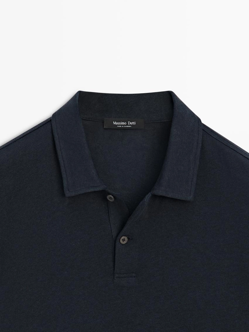 Поло из льна и хлопка с короткими рукавами